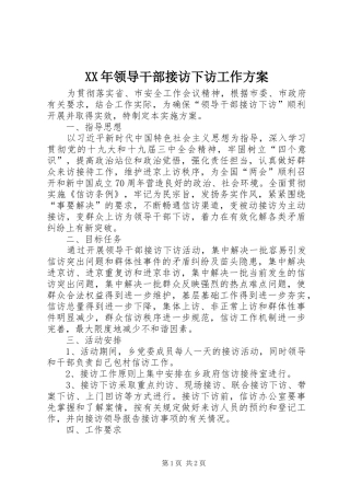 XX年领导干部接访下访工作实施方案