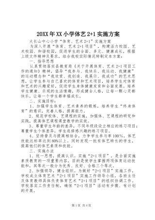 XX年XX小学体艺+方案