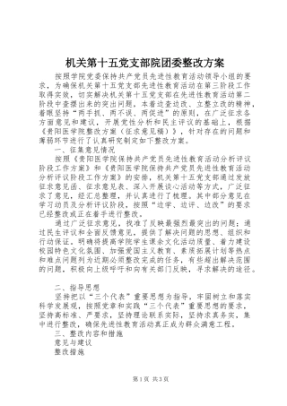 机关第十五党支部院团委整改实施方案