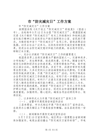 市“防灾减灾日”工作实施方案