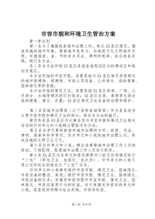 市容市貌和环境卫生管治实施方案