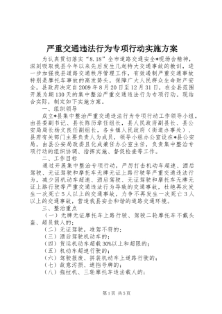 严重交通违法行为专项行动方案
