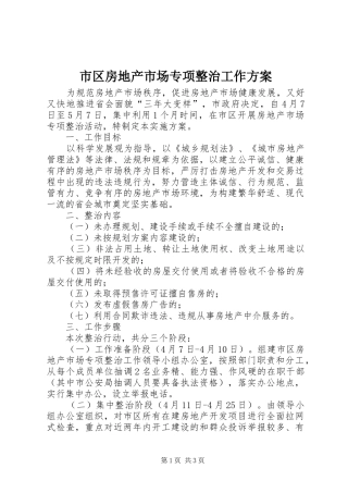 市区房地产市场专项整治工作实施方案