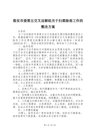 落实市委第五交叉巡察组关于扫黑除恶工作的整改实施方案