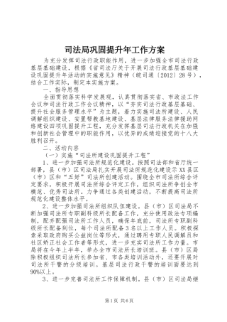 司法局巩固提升年工作实施方案