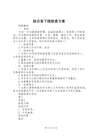 综合室下线检查实施方案