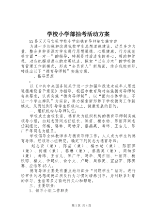 学校小学部抽考活动实施方案