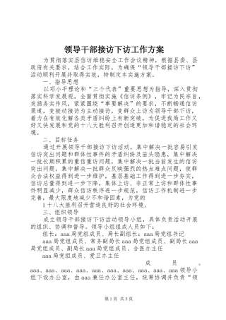 领导干部接访下访工作实施方案
