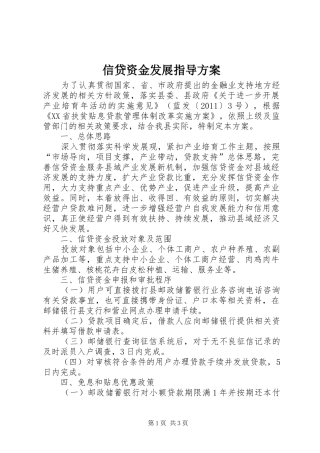 信贷资金发展指导实施方案