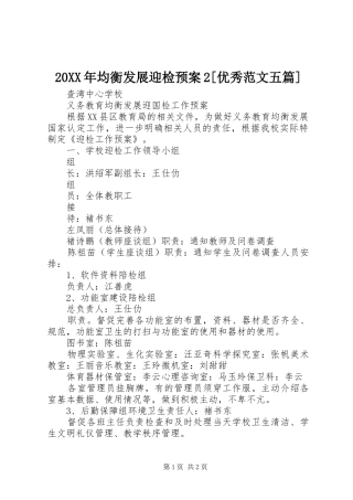 XX年均衡发展迎检应急预案[优秀范文五篇]