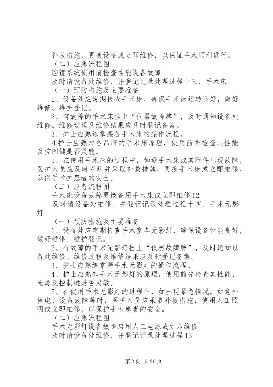 使用常用仪器和抢救设备可能出现意外情况的处理应急预案及措施_第2页