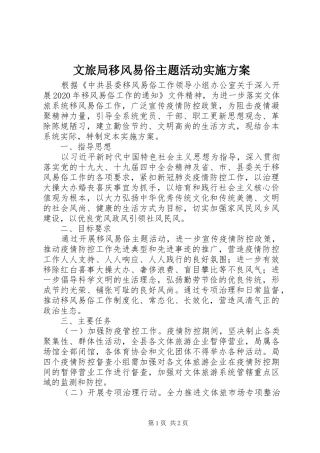 文旅局移风易俗主题活动方案