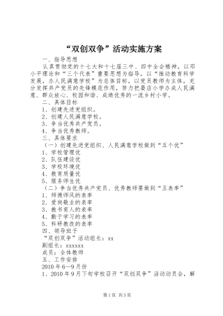 “双创双争”活动方案