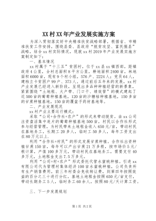 XX村XX年产业发展方案