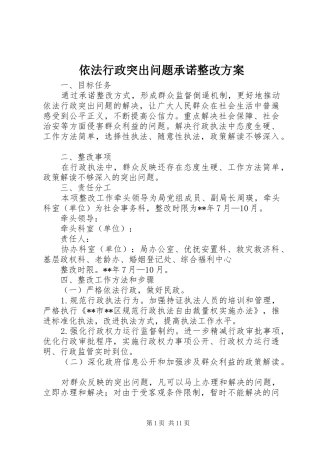 依法行政突出问题承诺整改实施方案