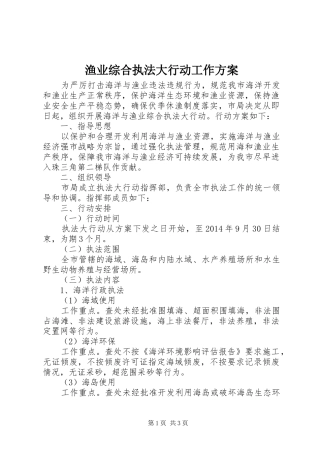 渔业综合执法大行动工作实施方案