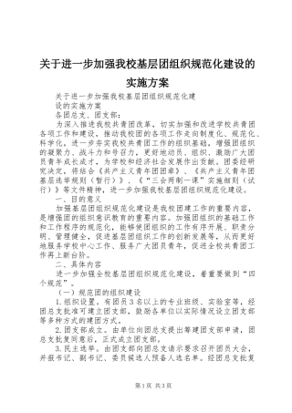 关于进一步加强我校基层团组织规范化建设的方案