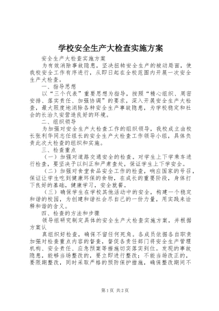 学校安全生产大检查方案