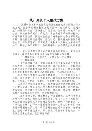 统计局长个人整改实施方案