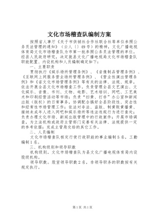 文化市场稽查队编制实施方案