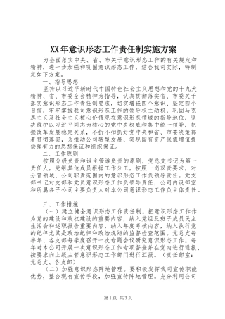 XX年意识形态工作责任制方案