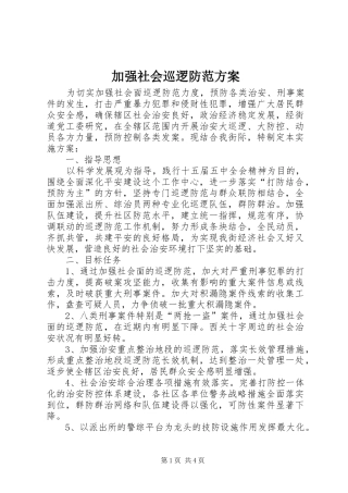 加强社会巡逻防范实施方案
