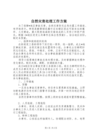 自然灾害处理工作实施方案