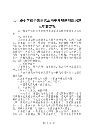 五一路小学在争先创优活动中开展基层组织建设年的实施方案