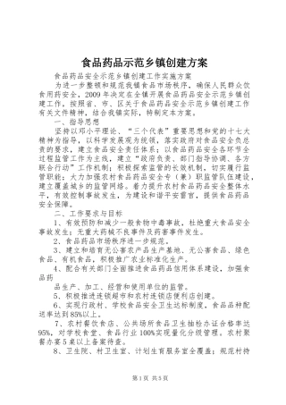 食品药品示范乡镇创建实施方案