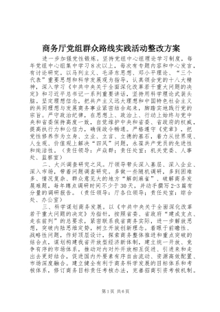商务厅党组群众路线实践活动整改实施方案