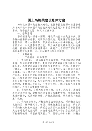 国土局机关建设总体实施方案