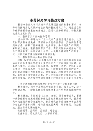 市劳保局学习整改实施方案
