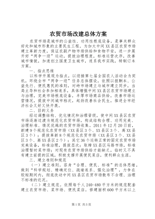 农贸市场改建总体实施方案