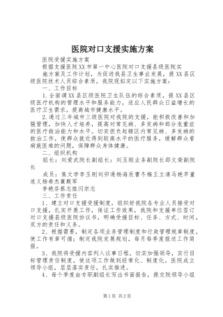医院对口支援方案