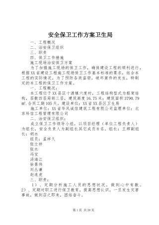 安全保卫工作实施方案卫生局