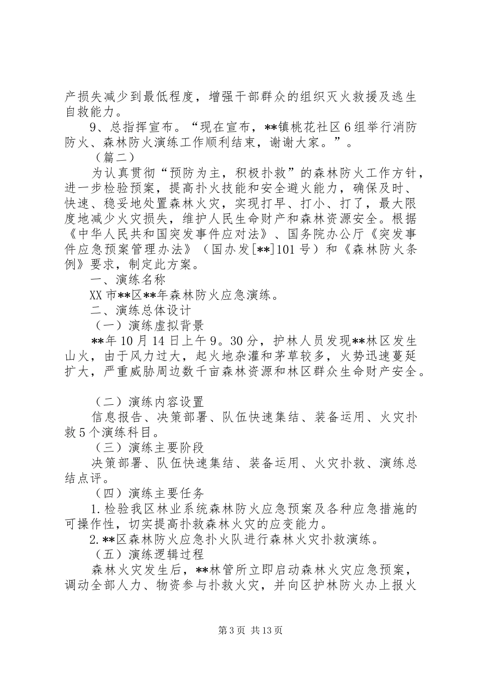 XX年森林防火应急演练实施方案（范文篇）_第3页