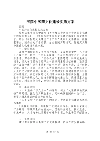 医院中医药文化建设方案