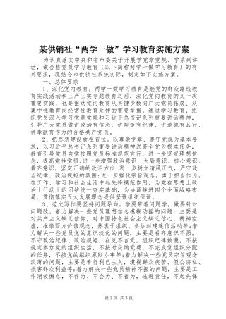 某供销社“两学一做”学习教育方案