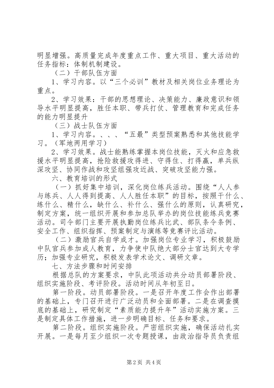 消防中队“素质能力提升年”活动方案_第2页