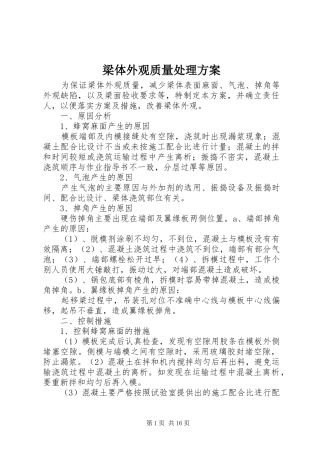 梁体外观质量处理实施方案