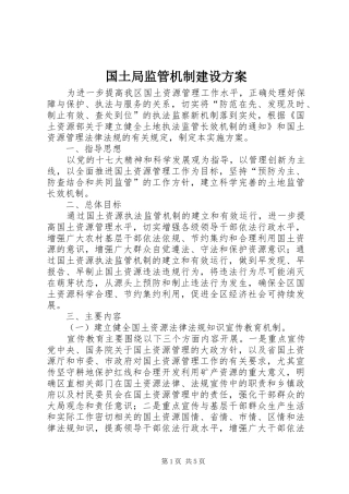 国土局监管机制建设实施方案