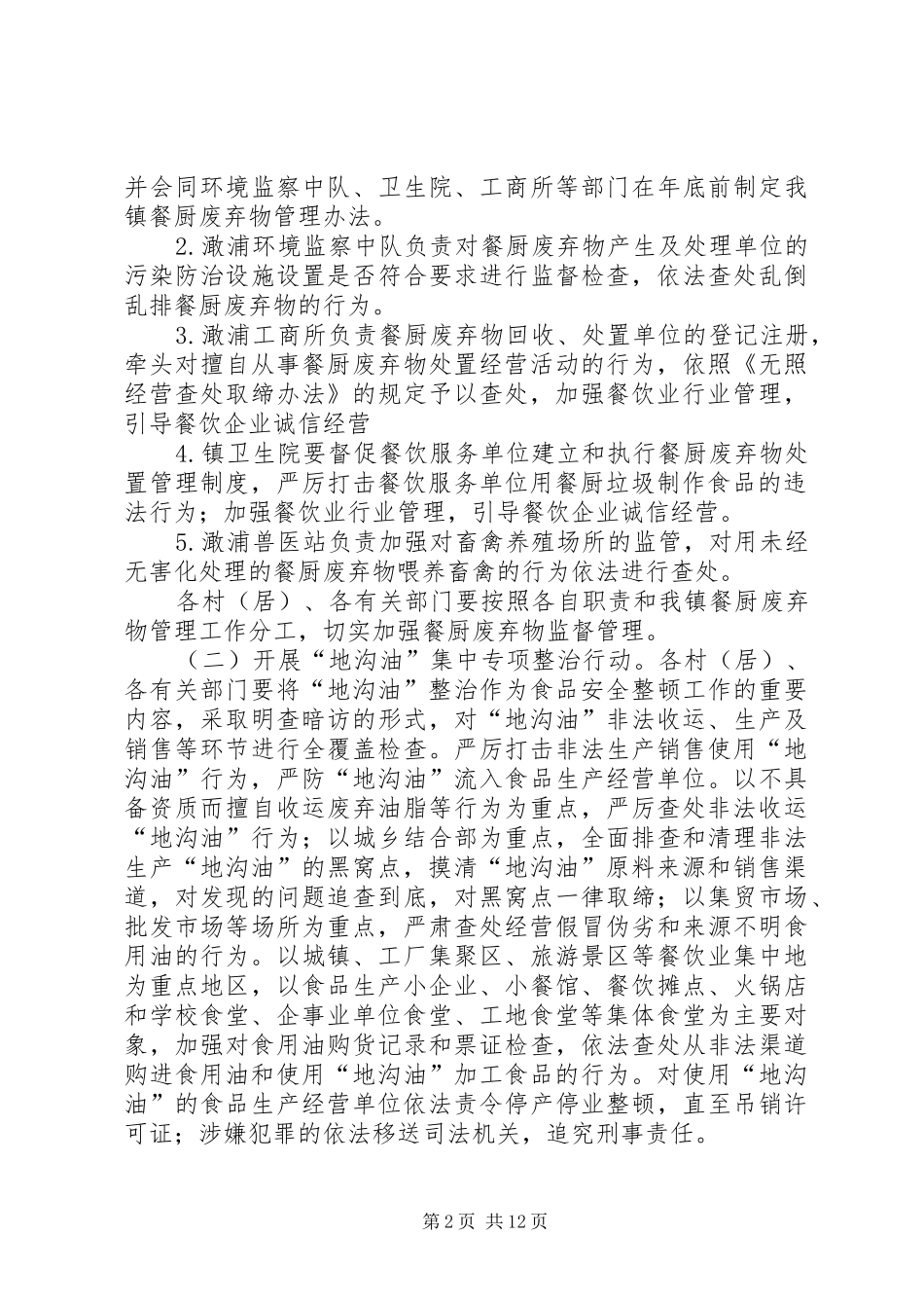 “地沟油”专项整理实施方案_第2页