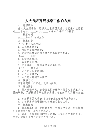 人大代表开展视察工作的实施方案