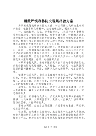 雨敞坪镇森林防火现场扑救实施方案