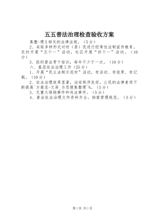 五五普法治理检查验收实施方案