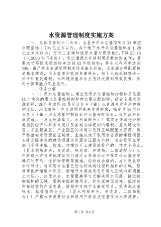 水资源管理制度方案