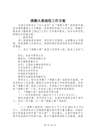 清剿火患战役工作实施方案