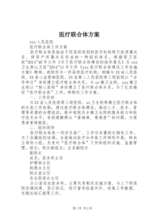 医疗联合体实施方案