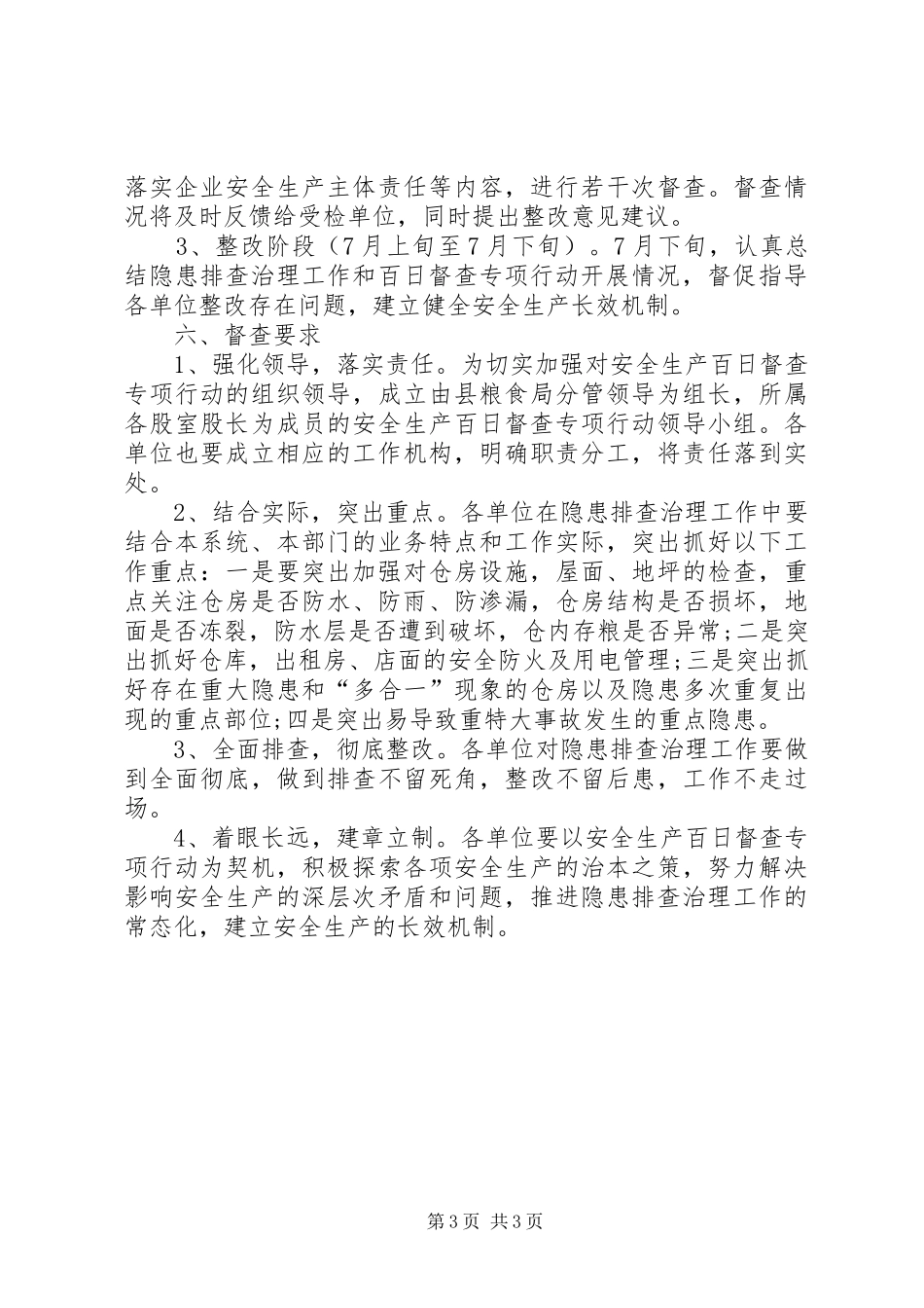 粮食局安全生产督查行动实施方案_第3页