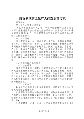 商贸领域安全生产大排查活动实施方案